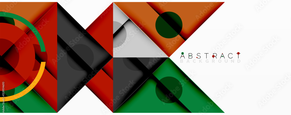 Aufkleber geometric shapes overlap creating dynamic abstract composition. orange, green, black, white colors d