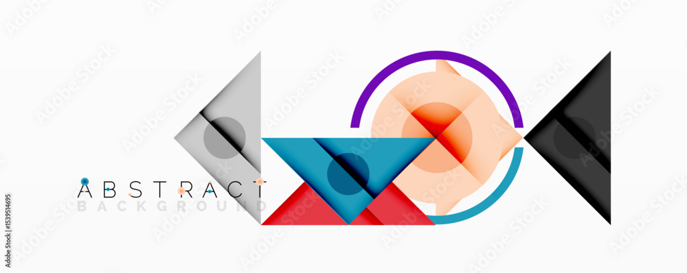 Poster Modern abstract design. Geometric shapes overlap, creating vibrant color scheme. Clean lines, minimalist aesthetic. Suitable background element.