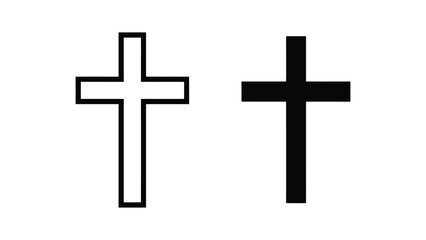 black and white christian cross icons &ndash; minimalistic religious symbols in contrasting styles for spiritual graphic design concepts