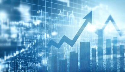 Abstract financial growth chart over cityscape
