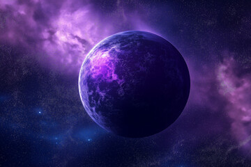 Fototapeta premium Purple Cosmic Sphere Glowing in Dark Space