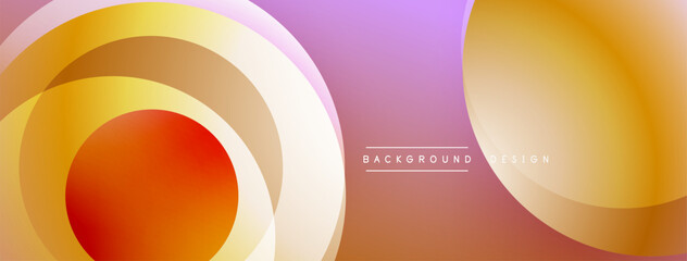 Abstract layers, warm colors, overlapping circles create modern design. Soft gradients, pink hues dominate background. Minimalist aesthetic.