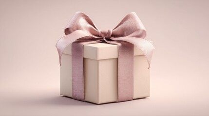 Obraz premium Elegant gift box with a delicate rose-gold ribbon