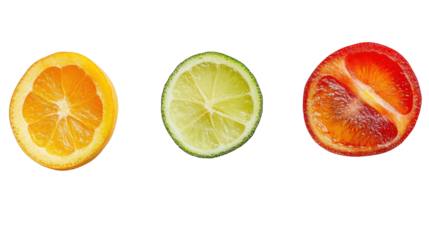 Fresh sliced fruits Transparent background, PNG