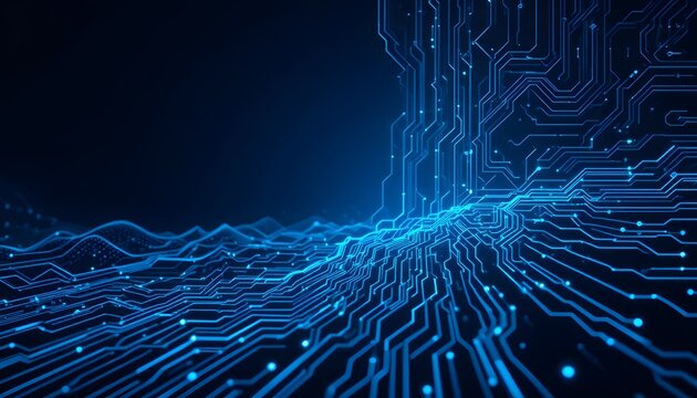 Abstract Blue Circuitry Pattern – Modern Sci-Fi Tech Background