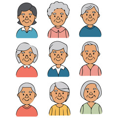 Fototapeta premium senior citizens portrait isolated vector illustration on white background
