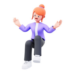 female character falls 3d illustration