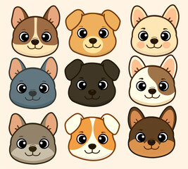 Fototapeta premium Vector Set of Happy Cute Dogs
