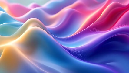 Obraz premium Abstract flowing gradients with glossy reflections and fractal edges, forming dynamic color harmonies as if dancing to music. Ideal for modern art, motion design, or digital backgrounds