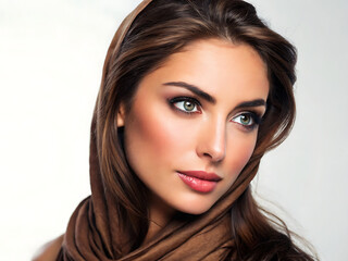 Fototapeta premium Beautiful Woman with Green Eyes and Elegant Hairstyle
