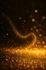 Golden Particle Trail on Black with Sparkling Bokeh | Rastro de Partículas Doradas sobre Fondo Negro con Brillos Gold Bokeh Lights Background


