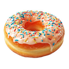 A close-up shot of a delicious donut with glaze and sprinkles