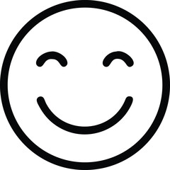 Happy Smiling Face Emoji Simple Line Art Illustration