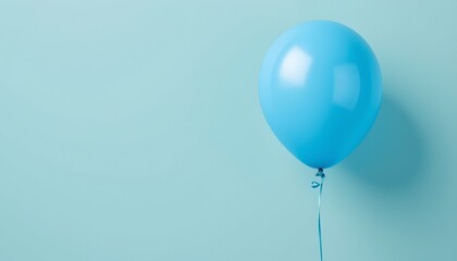 a single, vibrant light blue balloon position at the bottom of the frame against a solid color background generous copy space at the top for text or design elements.