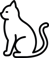 Elegant Line Art Illustration of a Sitting Cat