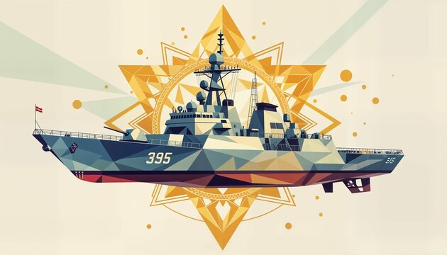 vector illustration of a defence ship