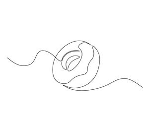 Donut for desset outline drawing illustration. one continuous line drawing of donut cake.