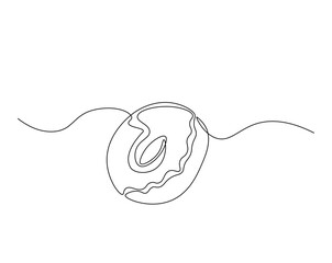 Obraz premium Donut for desset outline drawing illustration. one continuous line drawing of donut cake.