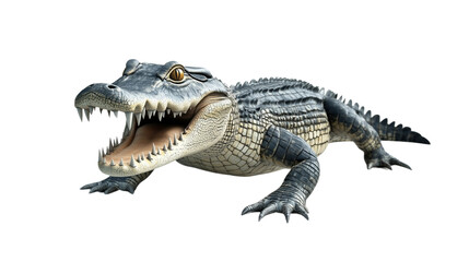 Obraz premium angry cartoon alligator, angry cartoon alligator, angry cartoon alligator with sharp teeth and open mouth isolated on white background