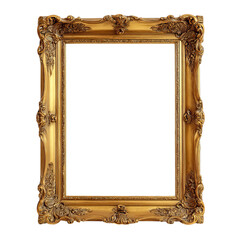 A golden frame with intricate detail. The frame has an ornate design and a classic feel
