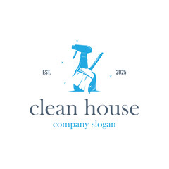 cleaning logo design with cleaning equipment concept, minimalist simple cleaning service symbol, clean house service, modern template illustration, product, business or service brand symbol