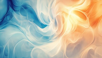 Obraz premium Abstract swirling fabric design in cool blue and warm orange tones