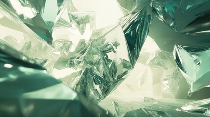 Obraz premium Abstract crystalline structure, mint and cream