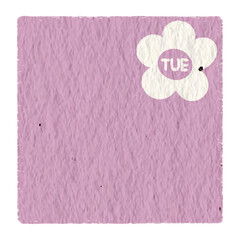 Tuesday with pink paper texture. Weekly memo stickers, paper notes, journal, to do list, for daily planner.
