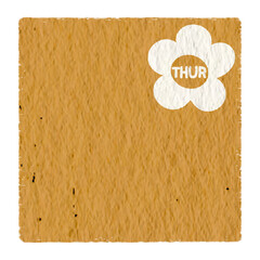Thursday with orange paper texture. Weekly memo stickers, paper notes, journal, to do list, for daily planner.