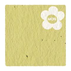 Monday with yellow paper texture. Weekly memo stickers, paper notes, journal, to do list, for daily planner.