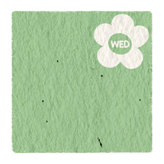 Wednesday with green paper texture. Weekly memo stickers, paper notes, journal, to do list, for daily planner.