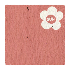 Sunday with red paper texture. Weekly memo stickers, paper notes, journal, to do list, for daily planner.