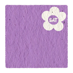 Saturday with purple paper texture. Weekly memo stickers, paper notes, journal, to do list, for daily planner.