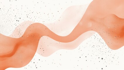 Fototapeta premium Abstract wavy forms in soft peach and white, dotted with light gray specks