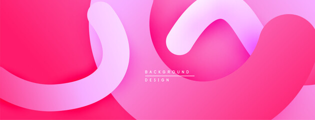 Abstract pink design features flowing ribbons. Gradient shades create depth, modern aesthetic. Minimalist composition, suitable background element.