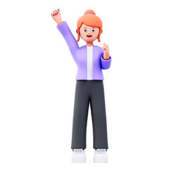 happy female character 3d illustration