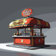 small burger stall illustration vector art