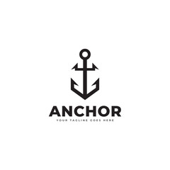Anchor logo icon design template. Anchor line shield vector logo.