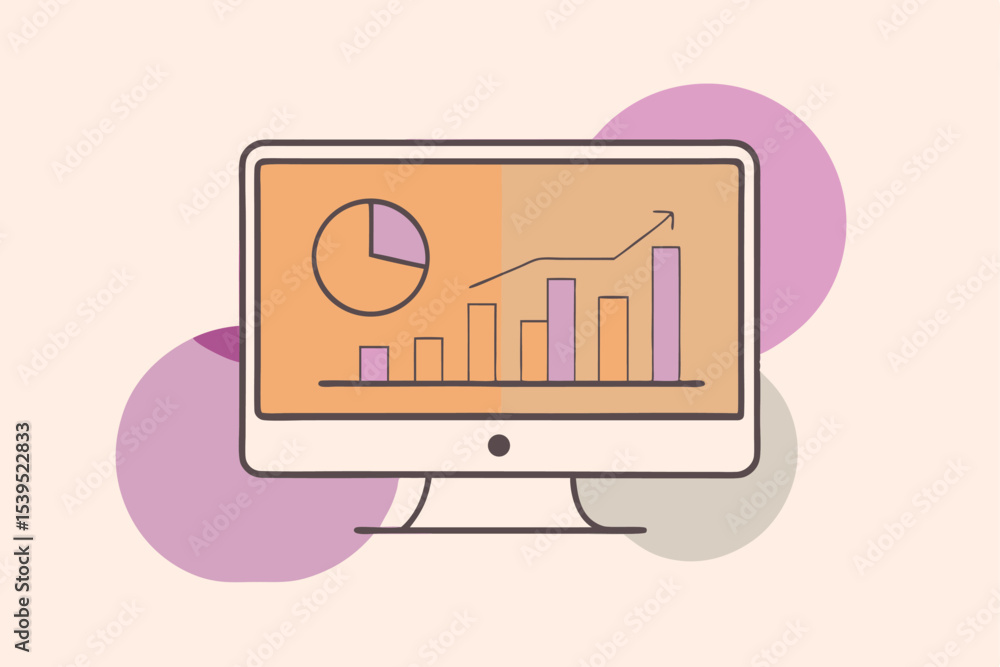 Aufkleber modern desktop computer displaying financial data charts and business analytics