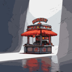 small burger stall illustration vector art