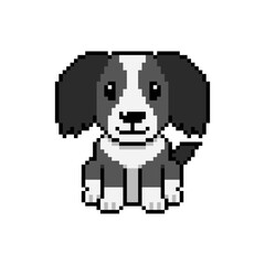 Pixel art cute dog vector in retro style