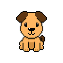 Pixel art smiling dog vector in retro style