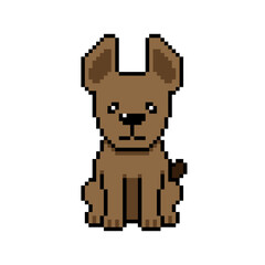 Pixel art cute brown dog vector in retro style