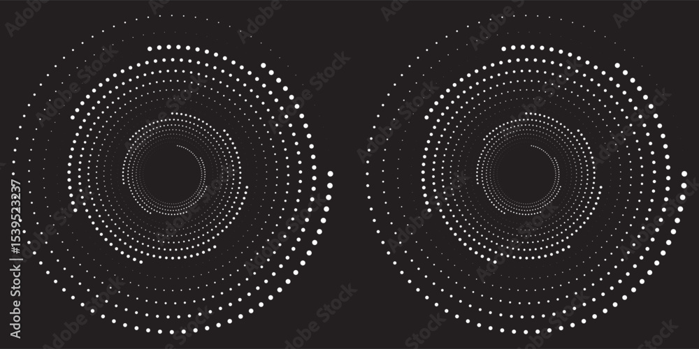 Aufkleber modern abstract background. halftone dots in circle form. spiral logo, icon or design element. black