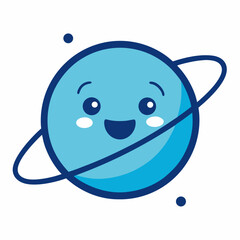 Happy cartoon planet with ring system © Orpita