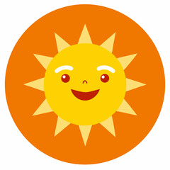 Happy cartoon sun with orange background