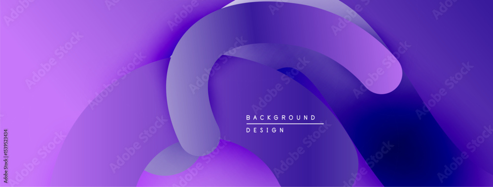 Poster Abstract purple fluid shapes overlap. Gradient colors create dynamic visual effect. Modern design element for backgrounds.