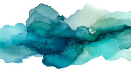 Abstract Teal Green Watercolor Landscape Painting Art