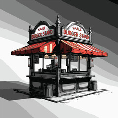 small burger stall illustration vector art