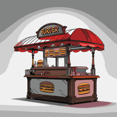 small burger stall illustration vector art